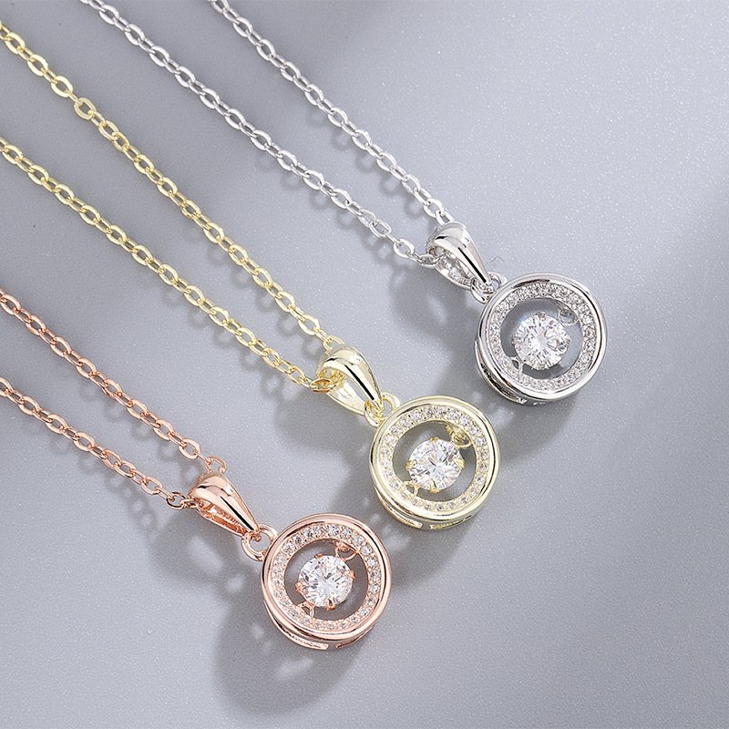 Simple s999 sterling silver round smart necklace female wild beating heart clavicle chain necklace