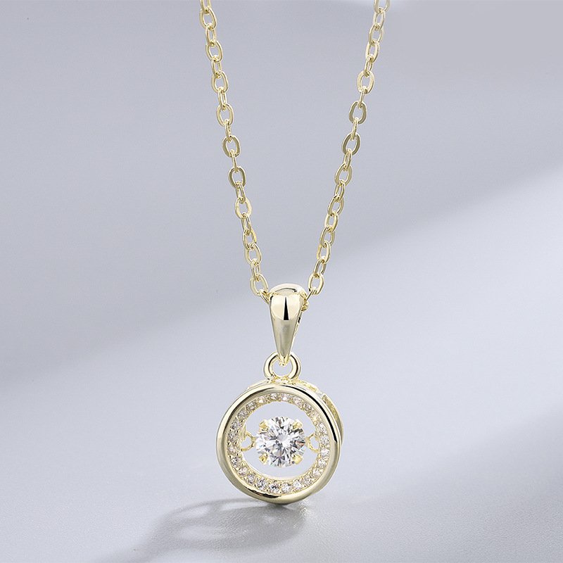 Simple s999 sterling silver round smart necklace female wild beating heart clavicle chain necklace