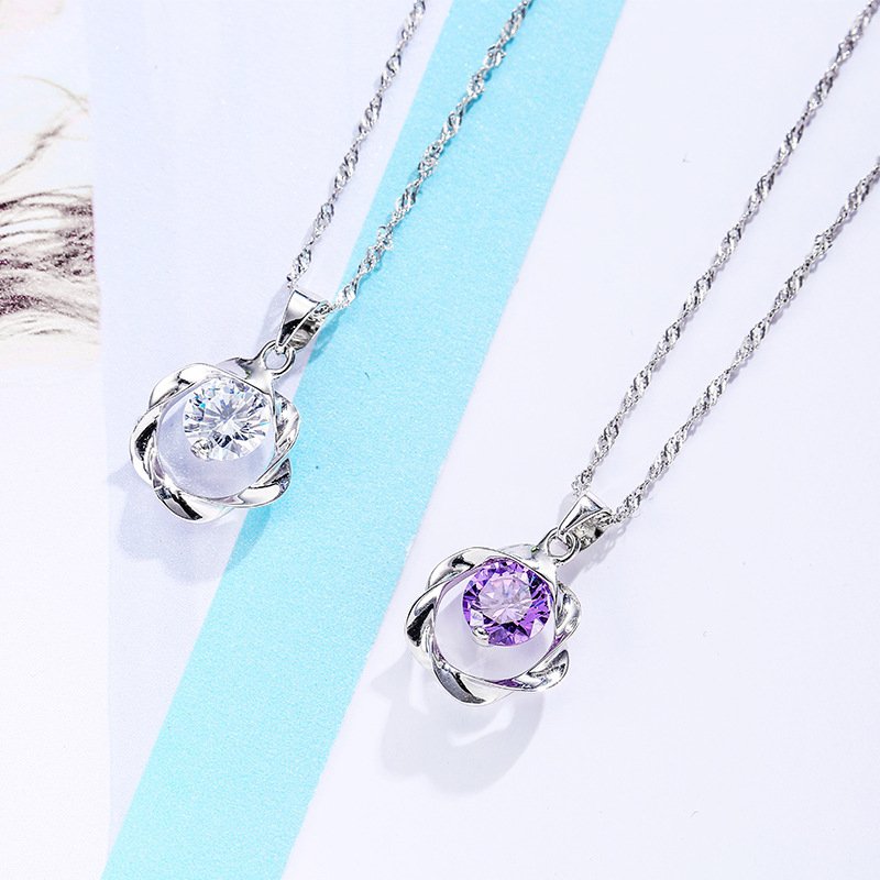 Simple Xuanlian Dance 925 Pendant Female Silver Diamond Necklace Single Silver Pendant