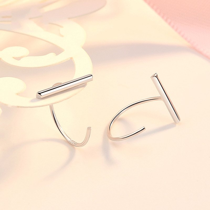 Hook earrings women's sweet and simple English letter T-shaped earrings plain white fungus jewelry