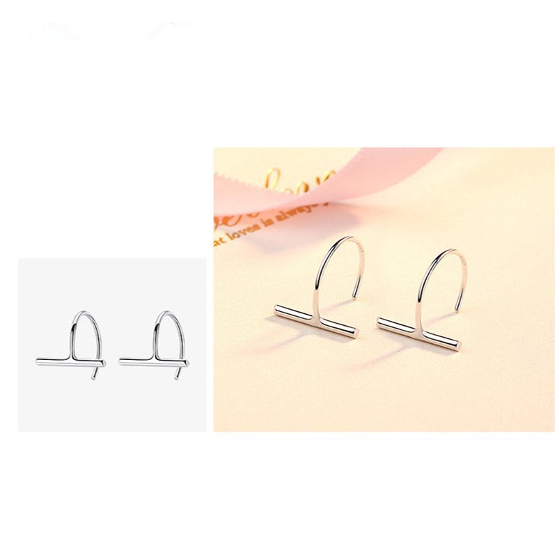 Hook earrings women's sweet and simple English letter T-shaped earrings plain white fungus jewelry