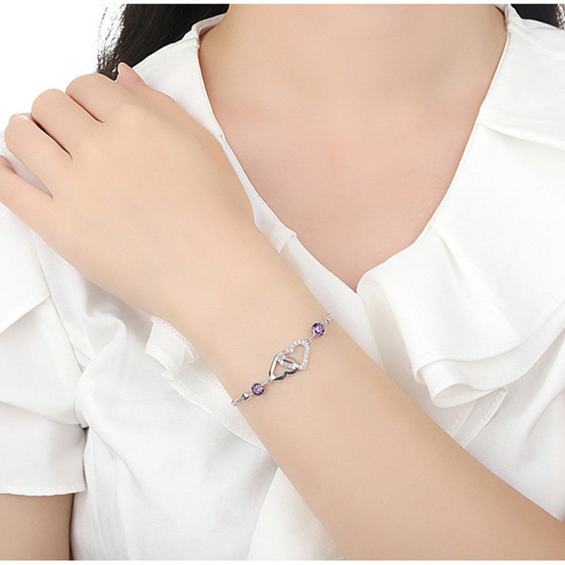 Silver Bracelet New Sweet Heart-shaped Accompanying Love Bracelet Women's Popular Fashion Silver Jewelry