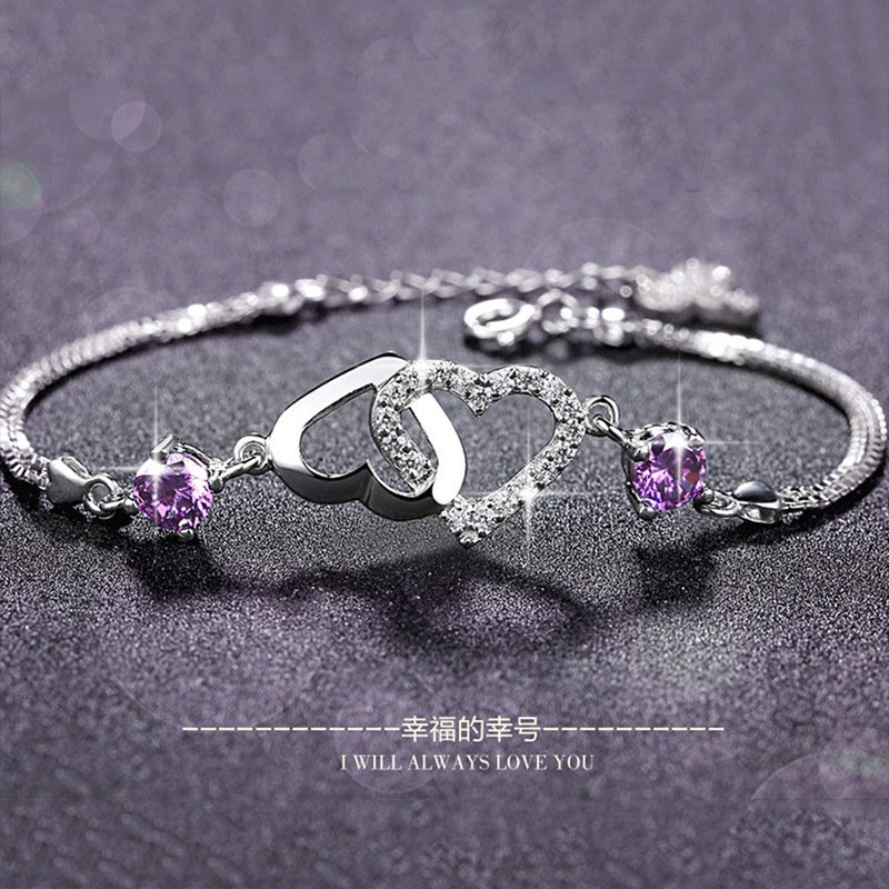 Silver Bracelet New Sweet Heart-shaped Accompanying Love Bracelet Women's Popular Fashion Silver Jewelry