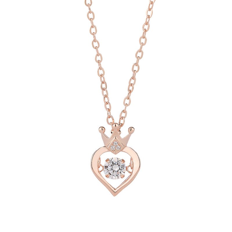 s999 sterling silver crown smart necklace female beating heart love heart pendant christmas gift