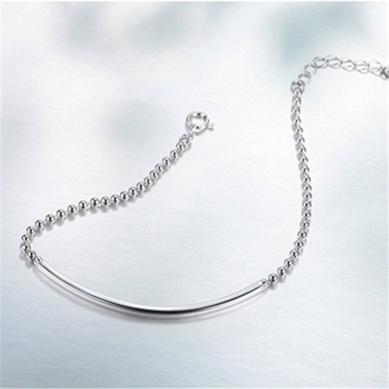 Long silver bar shape literary fan bracelet women simple and sweet personality jewelry