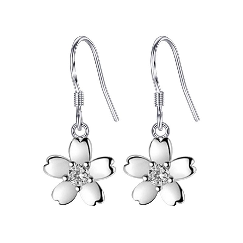 Creative rose flower temperament earrings female simple cute sweet Japanese ear hook small earring ear jewelry