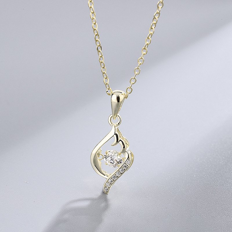 s999 Pure Silver Water Drop Smart Necklace Women Beating Heart Pendant Petite Mori Clavicle Chain Women