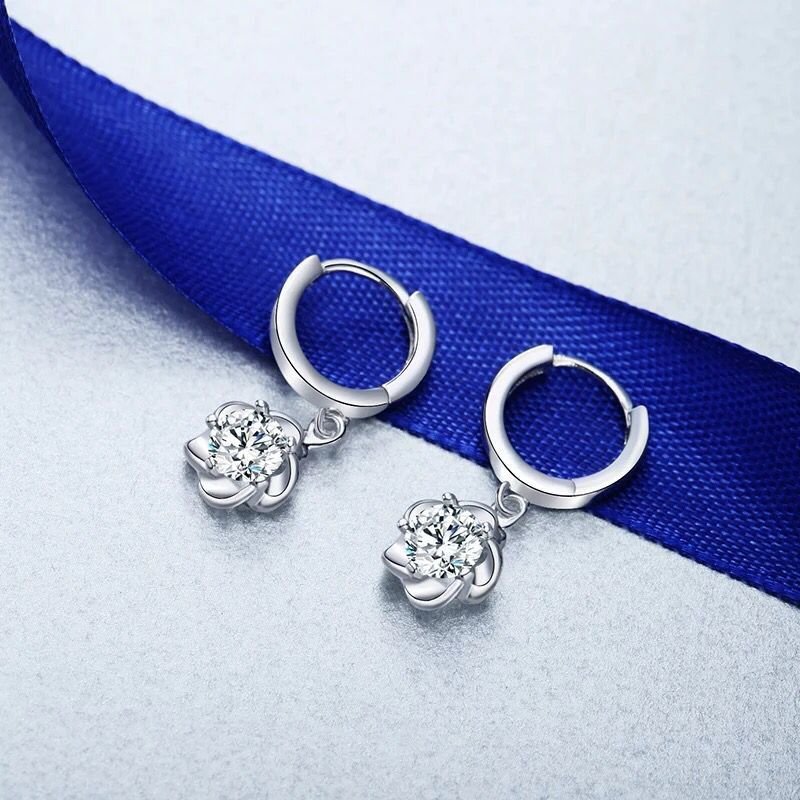 925 silver earrings female plum flower earrings long earrings simple Japanese temperament sweet ear jewelry