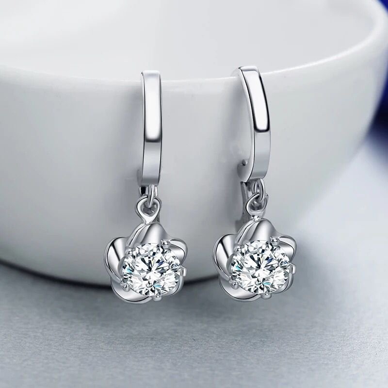 925 silver earrings female plum flower earrings long earrings simple Japanese temperament sweet ear jewelry