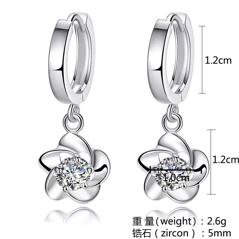 925 silver earrings female plum flower earrings long earrings simple Japanese temperament sweet ear jewelry