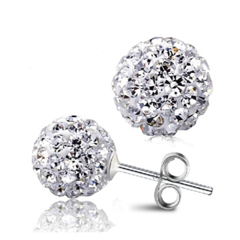 Silver gypsophila crystal silver pin earrings round ball full of rhinestone earrings Shambhala ball jewelry ear jewelry