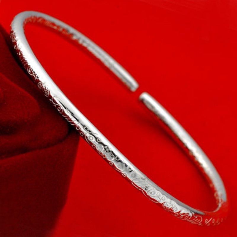 Round carved line bracelet silver open adjustable bracelet bohemian bracelet cheap price