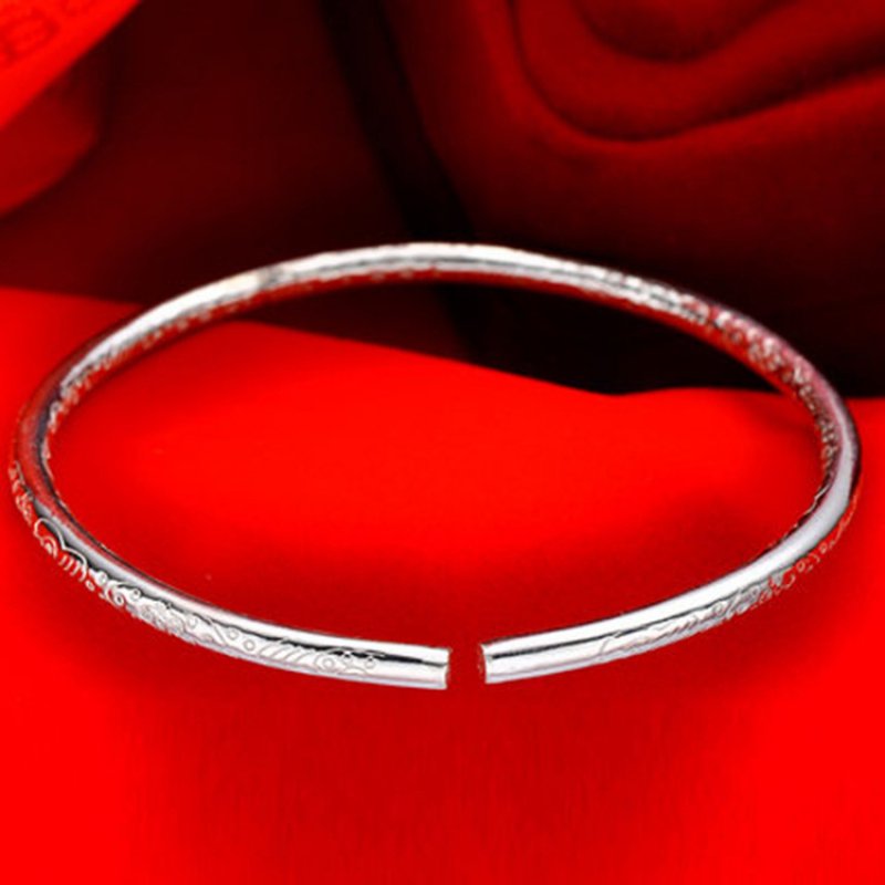 Round carved line bracelet silver open adjustable bracelet bohemian bracelet cheap price