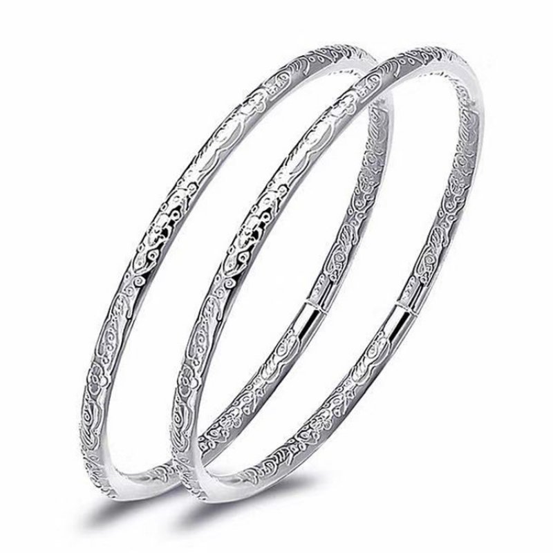 Round carved line bracelet silver open adjustable bracelet bohemian bracelet cheap price