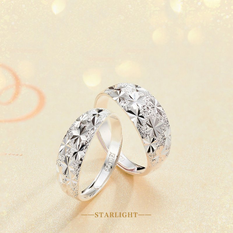 Fashion ring gypsophila couple rings for men and women, platinum live wedding ring open ring