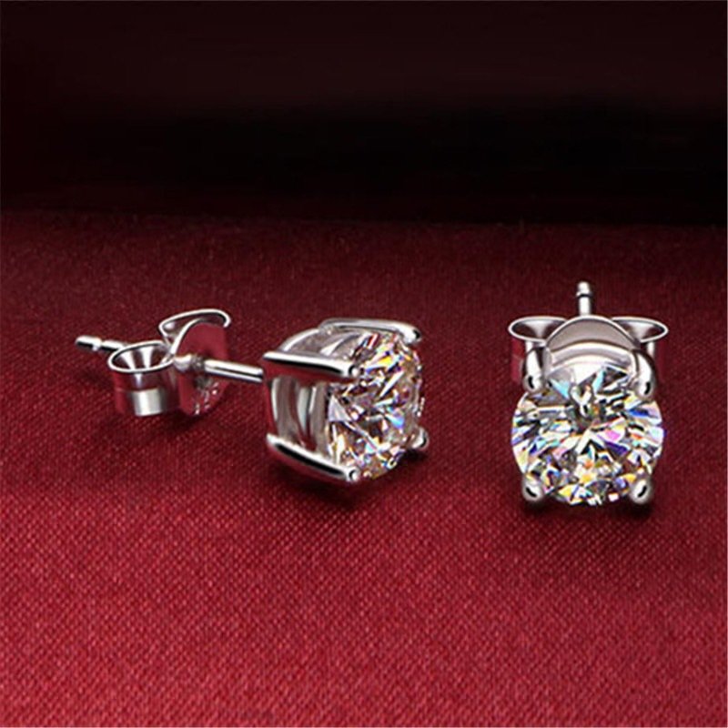 Simple and fashionable temperament s925 earrings four claw earrings female diamond silver earrings