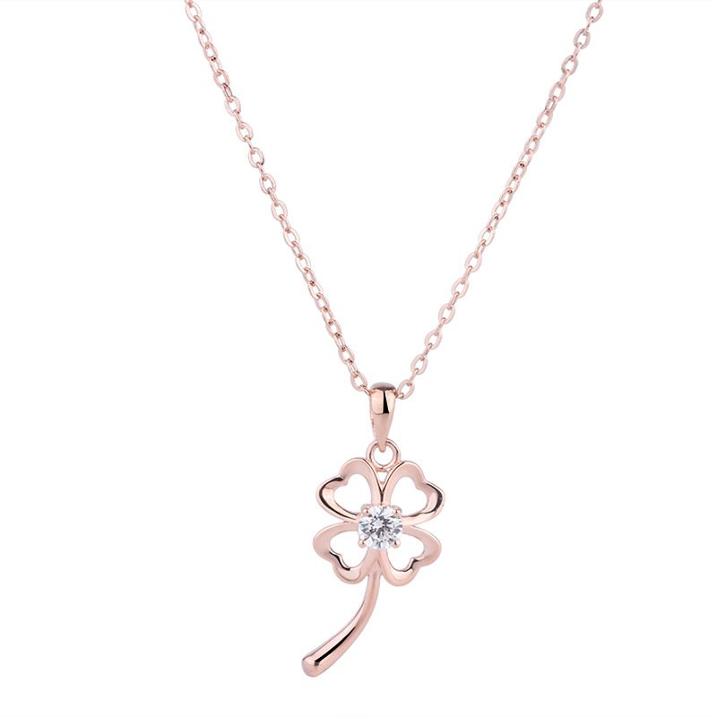 999 sterling silver lucky four-leaf clover necklace female niche design sense simple clavicle chain female hot style