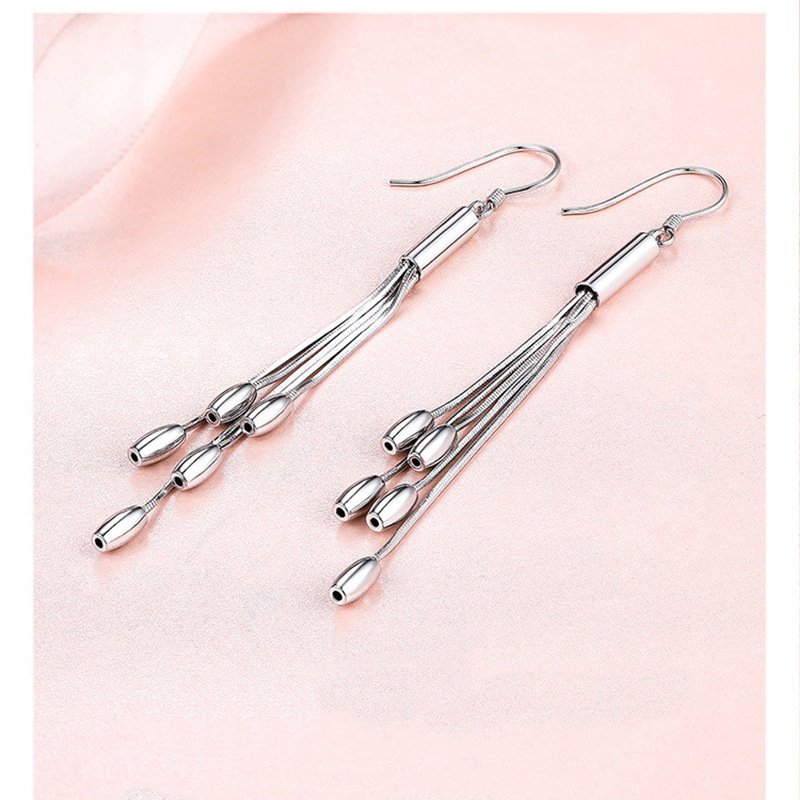 Simple personality jewelry 925 sterling silver earrings tassel five-wire earrings for girlfriend earrings